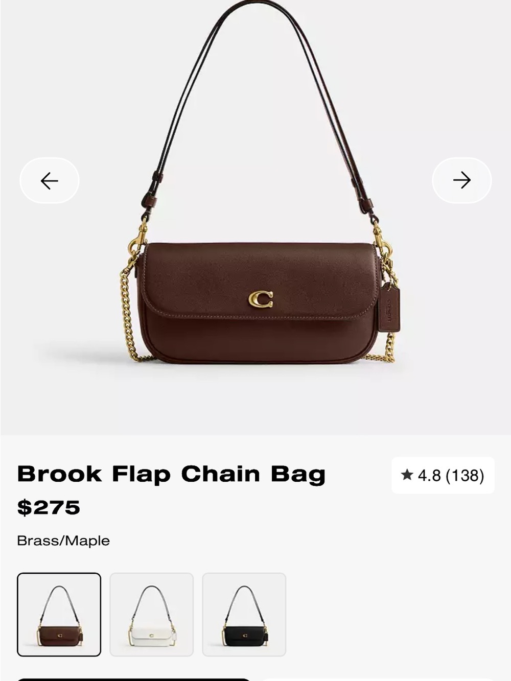 Coach Brook Flap Chain Bag in Maple Brown with Brass Hardware gently used
